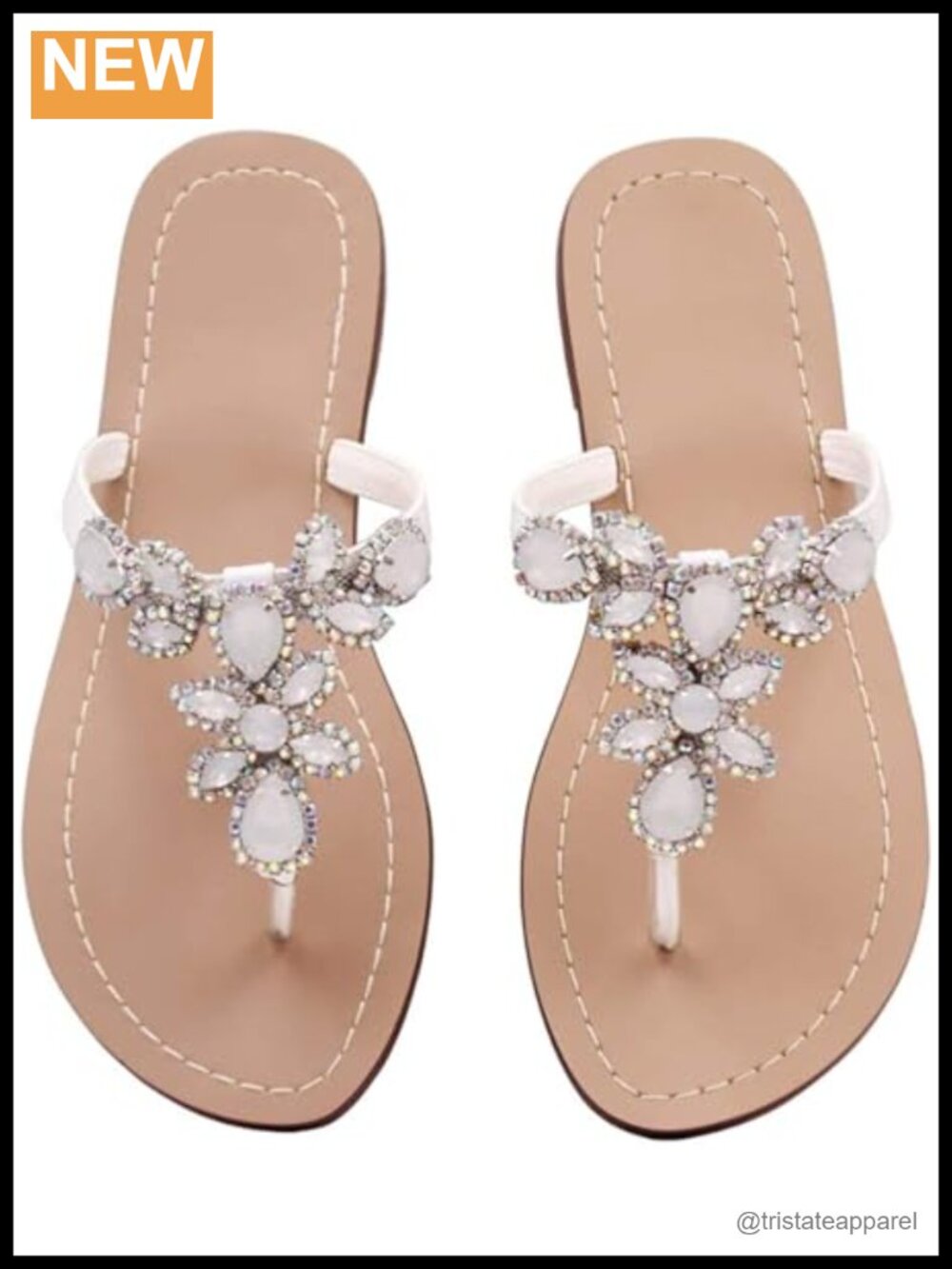 Rhinestone Flat Flip Flop Sandals for Women Slip On